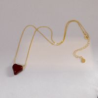 Copper Casual Simple Style Heart Shape Enamel Pendant Necklace main image 4