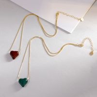 Copper Casual Simple Style Heart Shape Enamel Pendant Necklace main image 5