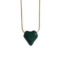 Copper Casual Simple Style Heart Shape Enamel Pendant Necklace main image 6