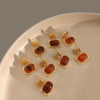 1 Piece Preppy Style Cool Style Geometric Inlay Copper Resin 18K Gold Plated Drop Earrings main image 1