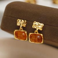 1 Piece Preppy Style Cool Style Geometric Inlay Copper Resin 18K Gold Plated Drop Earrings main image 4