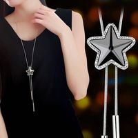 Lady Pentagram Alloy Copper Inlay Glass Women's Sweater Chain Long Necklace main image 1