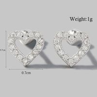 1 Pair Sweet Heart Shape Plating Hollow Out Inlay Sterling Silver Zircon 14k Gold Plated Rose Gold Plated White Gold Plated Ear Studs main image 2