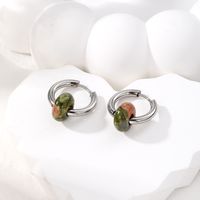 1 Pair Simple Style Geometric Stainless Steel Natural Stone Drop Earrings sku image 3