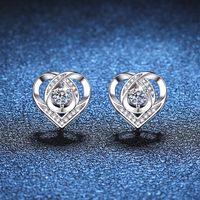 1 Pair Elegant Glam Heart Shape Inlay Sterling Silver Zircon White Gold Plated Ear Studs main image 1