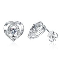 1 Pair Elegant Glam Heart Shape Inlay Sterling Silver Zircon White Gold Plated Ear Studs main image 5