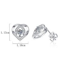 1 Pair Elegant Glam Heart Shape Inlay Sterling Silver Zircon White Gold Plated Ear Studs main image 2