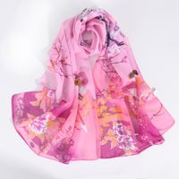 Women's Elegant Simple Style Flower Bird Polyester Printing Silk Scarf main image 3