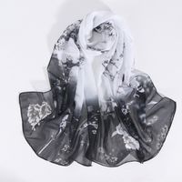 Women's Elegant Simple Style Flower Bird Polyester Printing Silk Scarf sku image 4