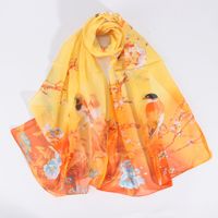 Women's Elegant Simple Style Flower Bird Polyester Printing Silk Scarf sku image 5