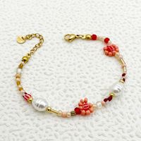 Sweet Flower Stainless Steel Beaded Plating Gold Plated Women's Jewelry Set sku image 1
