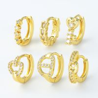 1 Piece Cute Sweet Geometric Plating Inlay Brass Zircon 18k Gold Plated Silver Plated Hoop Earrings main image 1