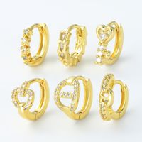 1 Piece Cute Sweet Geometric Plating Inlay Brass Zircon 18k Gold Plated Silver Plated Hoop Earrings main image 7