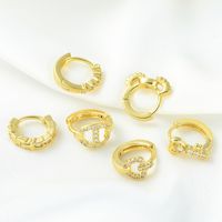 1 Piece Cute Sweet Geometric Plating Inlay Brass Zircon 18k Gold Plated Silver Plated Hoop Earrings main image 3