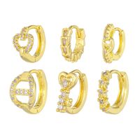 1 Piece Cute Sweet Geometric Plating Inlay Brass Zircon 18k Gold Plated Silver Plated Hoop Earrings main image 6