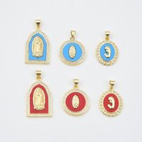 Vintage Style Simple Style Virgin Mary Copper Inlay Zircon 18k Gold Plated Charms main image 4