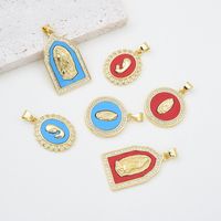 Vintage Style Simple Style Virgin Mary Copper Inlay Zircon 18k Gold Plated Charms main image 1