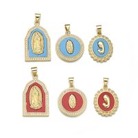 Vintage Style Simple Style Virgin Mary Copper Inlay Zircon 18k Gold Plated Charms main image 5