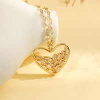 Simple Style Geometric Heart Shape Copper 18k Gold Plated Zircon Pendant Necklace In Bulk sku image 3