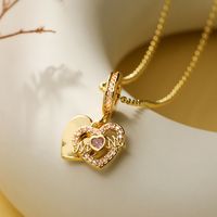 Simple Style Geometric Heart Shape Copper 18k Gold Plated Zircon Pendant Necklace In Bulk main image 8