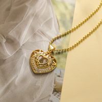 Einfacher Stil Geometrisch Herzform Kupfer 18 Karat Vergoldet Zirkon Halskette Mit Anhänger In Masse main image 6
