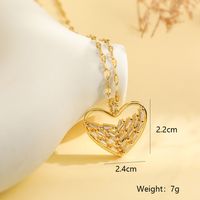 Simple Style Geometric Heart Shape Copper 18k Gold Plated Zircon Pendant Necklace In Bulk main image 2