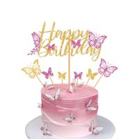 Birthday Shiny Letter Butterfly Paper Birthday Cake Decorating Supplies sku image 8