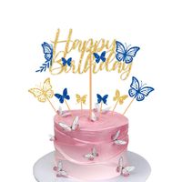Birthday Shiny Letter Butterfly Paper Birthday Cake Decorating Supplies sku image 1
