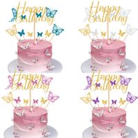 Birthday Shiny Letter Butterfly Paper Birthday Cake Decorating Supplies main image 1