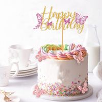 Birthday Shiny Letter Butterfly Paper Birthday Cake Decorating Supplies main image 4