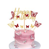 Birthday Shiny Letter Butterfly Paper Birthday Cake Decorating Supplies sku image 2