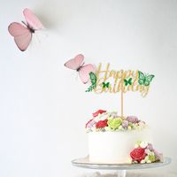 Date D'anniversaire Brillant Lettre Papillon Papier Date D'anniversaire Fournitures De Décoration De Gâteaux main image 3