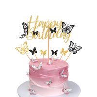 Cumpleaños Brillante Letra Mariposa Papel Cumpleaños Suministros De Decoración De Pasteles sku image 3
