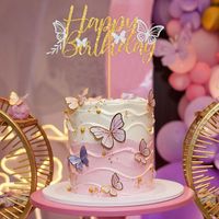Birthday Shiny Letter Butterfly Paper Birthday Cake Decorating Supplies main image 5