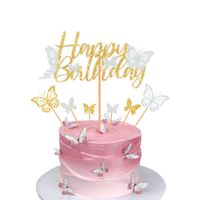 Birthday Shiny Letter Butterfly Paper Birthday Cake Decorating Supplies sku image 5