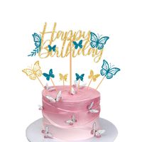 Birthday Shiny Letter Butterfly Paper Birthday Cake Decorating Supplies sku image 6