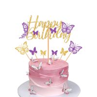 Birthday Shiny Letter Butterfly Paper Birthday Cake Decorating Supplies sku image 7