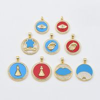 Simple Style Tower Eye Copper Zircon 18k Gold Plated Charms main image 3