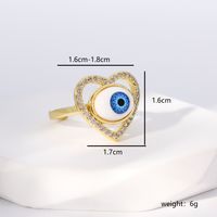 Einfacher Stil Herzform Auge Kupfer Vergoldet Zirkon Offener Ring In Masse main image 4