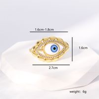 Einfacher Stil Herzform Auge Kupfer Vergoldet Zirkon Offener Ring In Masse main image 6