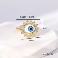Einfacher Stil Herzform Auge Kupfer Vergoldet Zirkon Offener Ring In Masse main image 8