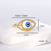 Einfacher Stil Herzform Auge Kupfer Vergoldet Zirkon Offener Ring In Masse main image 9