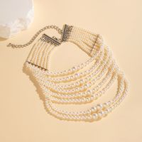 Elegant Retro Irregular Geometric Imitation Pearl Wholesale Layered Necklaces main image 4