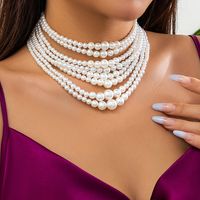 Elegant Retro Irregular Geometric Imitation Pearl Wholesale Layered Necklaces main image 6