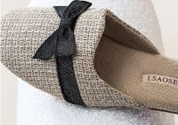 Unisex Basic Vintage Style Bow Knot Round Toe Cotton Slippers main image 2