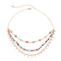 Hawaiian Vacation Round Water Droplets Flower Alloy Crystal Copper Wholesale Three Layer Necklace main image 5