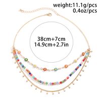 Hawaiian Vacation Round Water Droplets Flower Alloy Crystal Copper Wholesale Three Layer Necklace main image 2