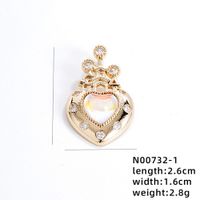 1 Piece 304 Stainless Steel Copper Crystal Glass Zircon K Gold Plated Castle Heart Shape main image 2