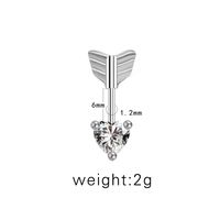 1 Piece Casual Simple Style Animal Heart Shape Inlay Stainless Steel Copper Rhinestones Zircon White Gold Plated Cartilage Earrings sku image 8