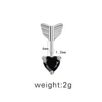 1 Piece Casual Simple Style Animal Heart Shape Inlay Stainless Steel Copper Rhinestones Zircon White Gold Plated Cartilage Earrings main image 2